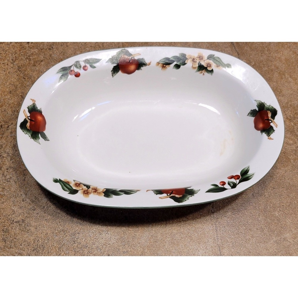Cades Cove Collection 10 in Oval Serving Bowl Apple Cherry Blossom Farmhouse